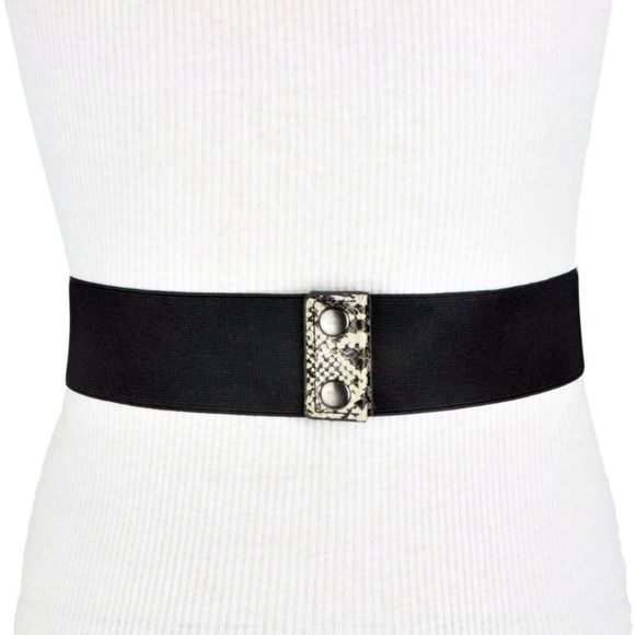 BCBG WAIST BELT SNAKE ANIMAL PRINT BUCKLE BEIGE - Picture 2 of 2